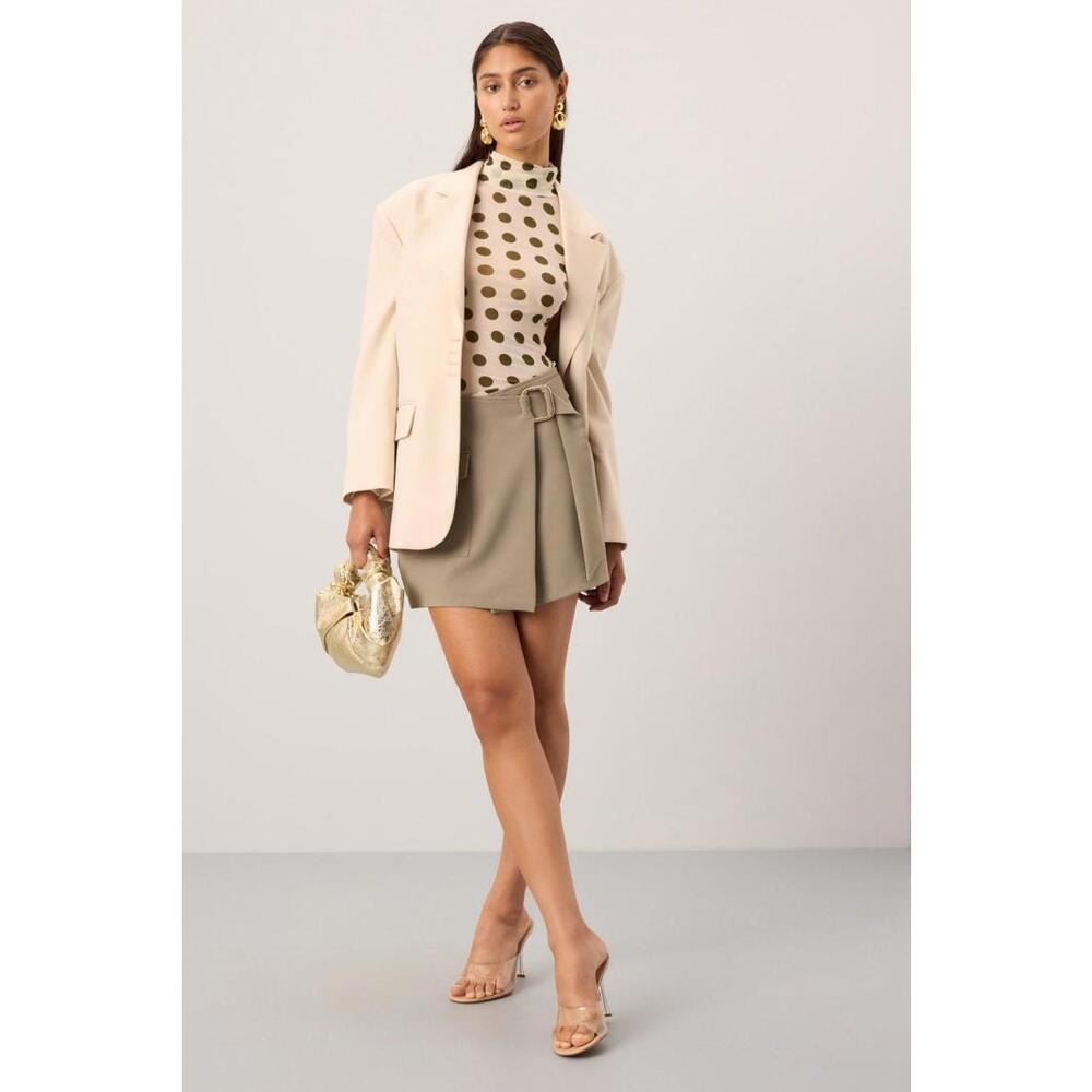 AFRM Off-White Zadie Turtleneck Long Sleeve Top Size M with Iron Mark & Mesh Tea